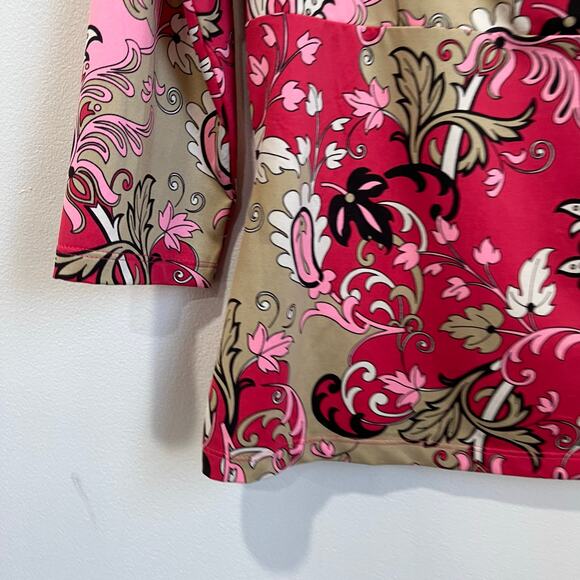 INC International Concepts Paisley Print Y2K Stretch Top Scoop Neck Pink M - Picture 3 of 6